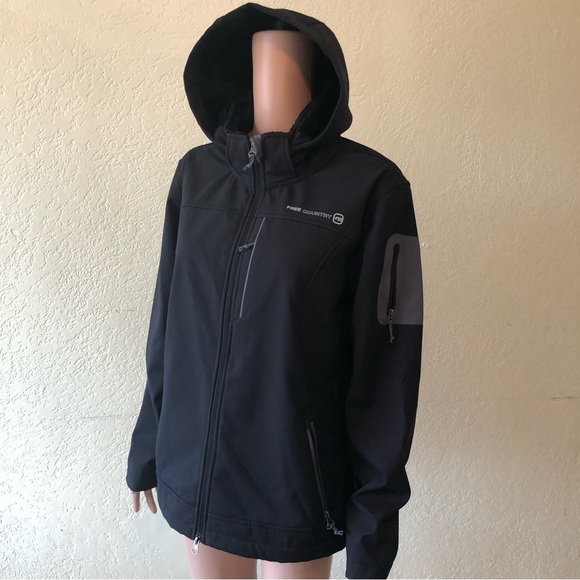 Free Country Black Hiking Outdoors Jacket Coat Inner Faux Fur Women’s Size XL - Picture 5 of 16